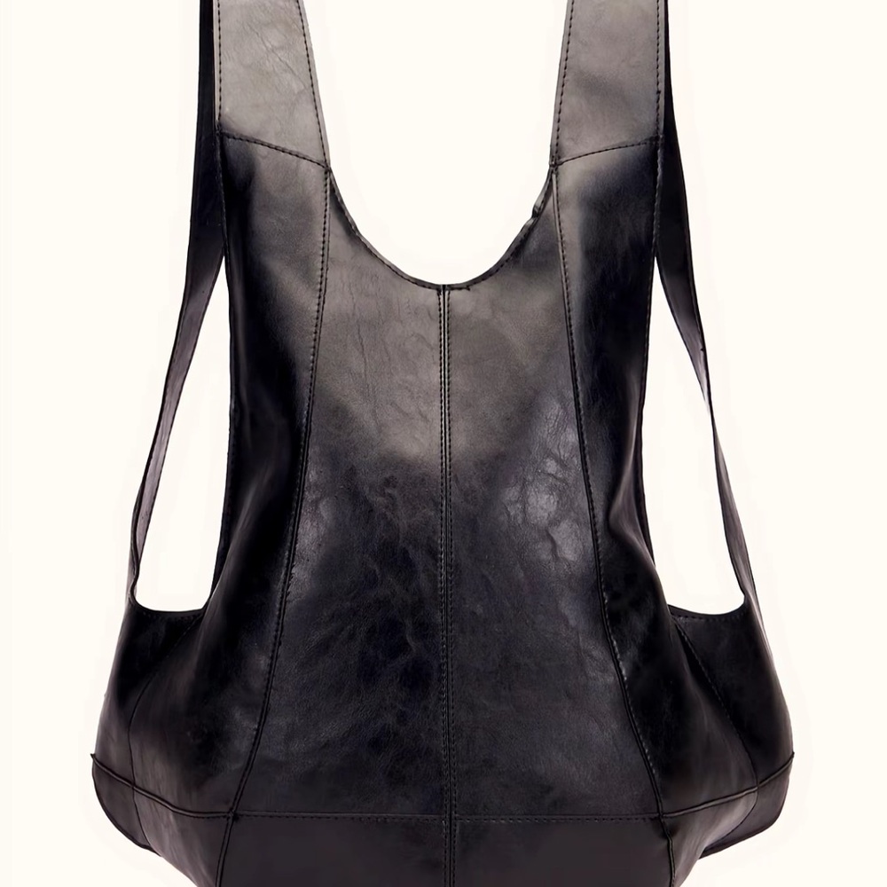 Elegant Black Leather Tote Bag